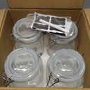 32oz Glass Food Storage Jars with Airtight Clamp Lids,Set of 4 Airtight Glass Canister Square- Clear Storage Container for Kitchen Container Storing Sugar, Flour, Cereal, Coffee, Spice