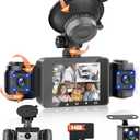 4 Channel Dash Cam 360 View, DashCam Front and Rear Left Right Inside Camera for Cars, with 64GB Card, Night Vision, Loop Recording, G-Sensor, 24H Parking Mode, Suction Cup