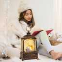 10.8'' Christmas Snow Globe Lantern Snowman with Holiday Tree Musical LED Lighted Scene Water Swirling Glitter with 6H Timer,Battery & USB Powered for Christmas Home Decoration Gift (Jesus)