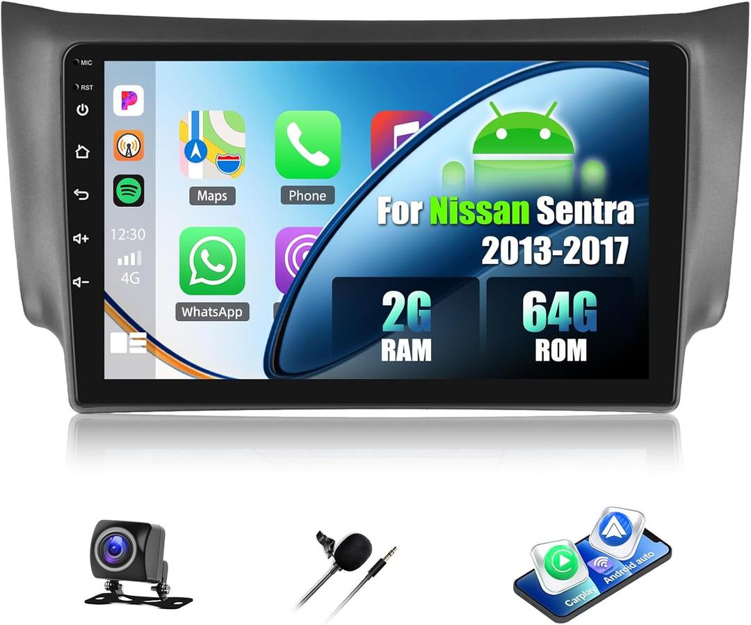 [1G+32G] Android 13 Car Stereo for Nissan Sentra 2013-2017 with GPS Navigation Head Unit Bluetooth Car Radio 10.1 Inch HD Touchscreen Mirror Link WiFi FM/RDS Radio USB SWC+Backup Camera Mic