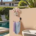 Vintage Double Hook Towel Bar with Candle Holder, Antique Rustic Bathroom Wall Mounted Accessory, Sturdy Towel Ring with Unique Design(Antique (6.5Inch*6Inch*3.5Inch)