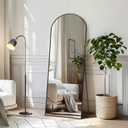 56"X18" Full Length Mirror, Black Floor Mirror with Stand Hanging or Leaning Against Wall Aluminum Alloy Frame Wall Mirror Full Length Tempered Glass Full Body Mirror for Bedroom Living Room