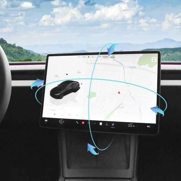 Screen Swivel Mount for Tesla Model Y Juniper 2026 2025 & Model 3 Highland 2025 2024 Left/Right 30 Up/Down 15 Rotating Four Directions Aluminium Alloy Tesla Screen Rotating Bracket