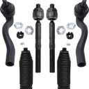 Detroit Axle - Front 6pc Tie Rods Kit for 11-15 Jeep Grand Cherokee Dodge Durango, 4 Tie Rods 2 Rack & Pinion Boots w/Bellows & Locking C-Clamps 2011 2012 2013 2014 2015 Replacement