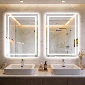 LED Bathroom Vanity Mirror with Lights, Front Light and Backlit, 2 Pack 32x24 Lighted Vanity Mirrors for Bathroom, Dimmable Brightness, Anti-Fog, 3 Colors, Memory Function, Shatterproof Tempered Glass