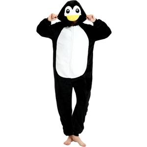 Snug Fit Adult Unisex Onesie Cosplay CostumeOne Piece Pajama Halloween Homewear Suit for Women and Men (Small, Penguin)