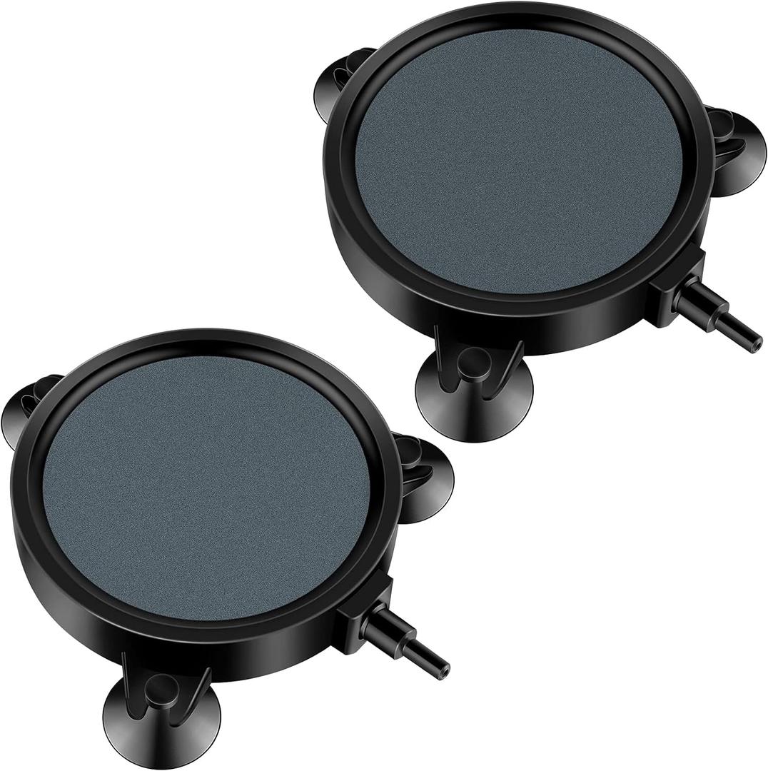 Pawfly Aquarium 4 Inch Air Stone Disc Bubble Diffuser Release Tool for Air Pumps Buckets Fish Tanks Ponds DWC Reservoirs and Circulation System - 2 Pack