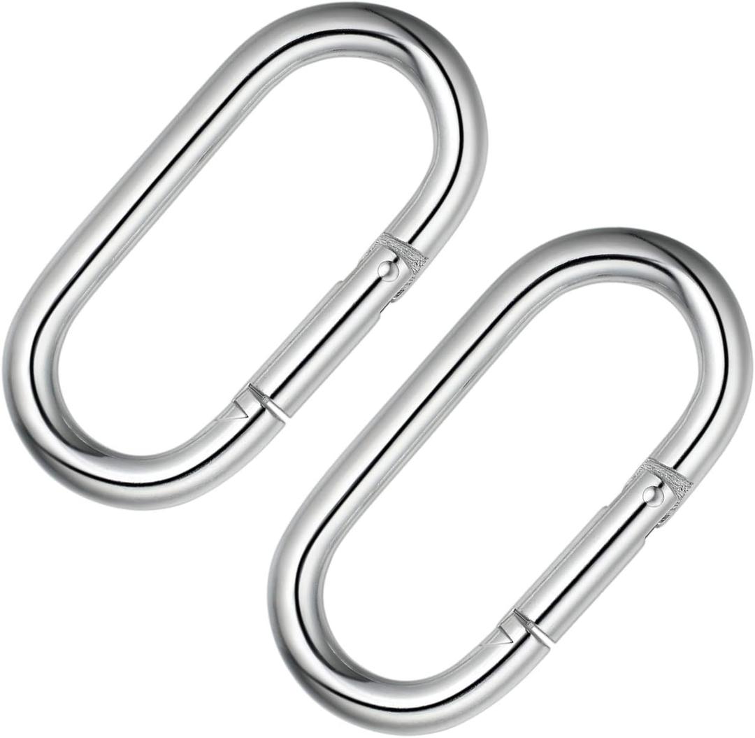 4 Inch Carabiner Clip Heavy Duty Spring Snap Hook Oval Shape 2pcs 10x100mm