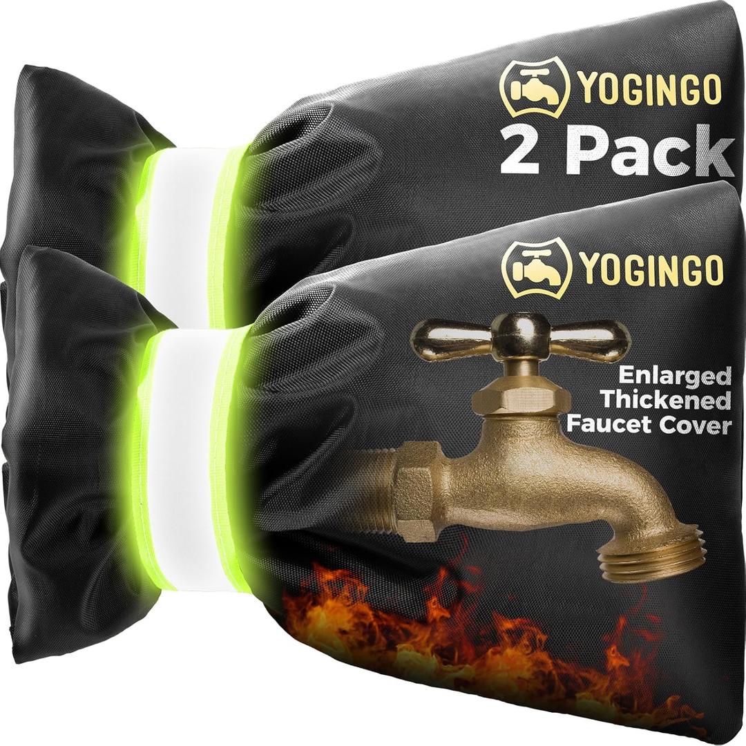 Outdoor Faucet Covers for Winter Freeze Protection, Hose Bib Covers for Winter, Water Spigot Cover Winter Insulated, 2 Pack 6.7" x 9.5" Pipe Wrap Insulation Cover Socks Outside Faucet Freeze Protector (Black)