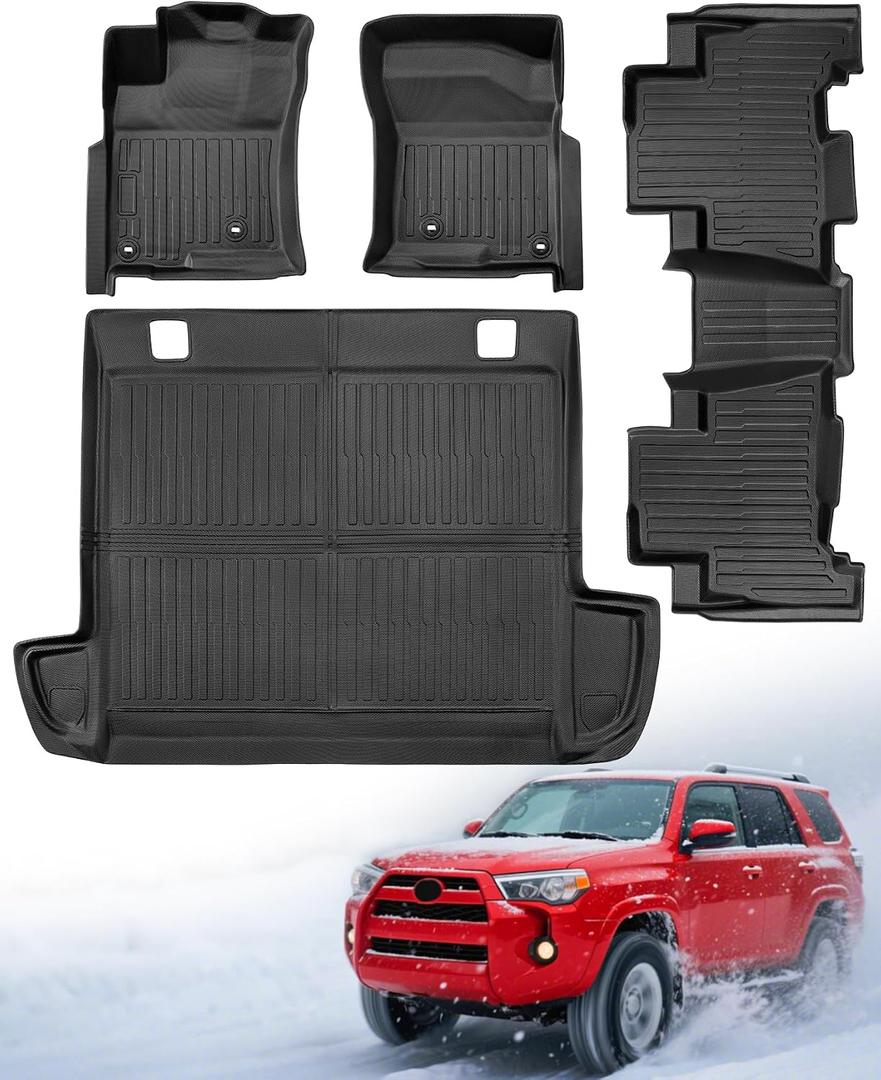 Floor Mats for Toyota 4Runner 2010 2011 2012 Front Rear Rows Cargo Liners 5 Seats (No 3rd Row or No Sliding Cargo Deck) Rubber Heavy Duty Car Carpets Non-Slip Odorless Accessories for Toyota 4Runner