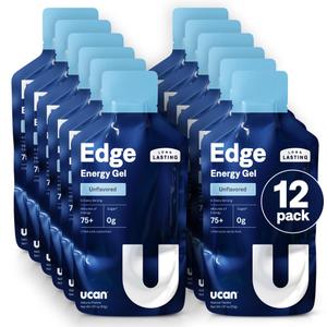 UCAN Edge Energy Gel Shots, Unflavored (12, 2 Ounce Packets) for Running, Training, Workouts, Fitness, Cycling, Crossfit | Sugar-Free, Vegan, & Keto Friendly Energy, BBD: 10/21/2026