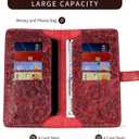 Dual Phone Holster, Genuine Leather Shock-Proof Wallet,Flip Folio Cover with Card Slot, Universal Phone Bag/HandbagRFID Blocking Safe and Durable for Applicable to Mobile Phones 6.8 in. Red