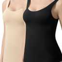 Esa Liang Shapewear Tummy Control Crew Neck Compression Tanks for Women Camisole Womens Tank Tops Daily Seamless Body Shaper (M)