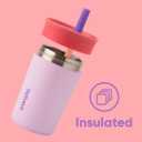 Owala Kids Insulation Stainless Steel Tumbler with Spill Resistant Flexible Straw, Easy to Clean, Kids Water Bottle, Great for Travel, Dishwasher Safe, 12 Oz, Navy and Blue (Home Base)