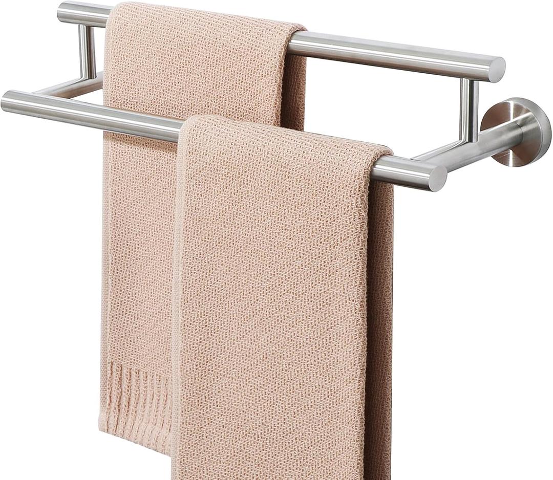 Alise Double Bath Towel Bars Towel Racks for Bathroom Lavatory,Wall Mount Towel Holder SUS304 Stainless Steel Towel Hanger Towel Rail 16 Inch,GYT6902-400-LS Brushed Nickel