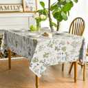 Horaldaily Spring Tablecloth 6084 Inch Rectangular, Watercolor Wildflowers Floral Herbs Washable Table Cover for Party Picnic Dinner Decor