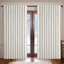 Extra Wide Room Darkening 96 Inch Curtains 2 Panels Set for Living Room,Cream Pleat Linen Blackout Curtain for Bedroom Windows 120 to 140 Privacy Thermal Window Drapes Rod Pocket(70"W x 96"L 2 Panels) (Birch)