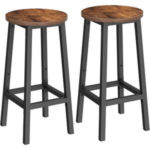 VASAGLE Bar Stools Set of 2, Counter Height Stools, Steel Frame, 25.2 Inch Tall, for Kitchen Dining, Easy Assembly, Industrial Design, Rustic Brown and Black ULBC32X
