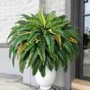 MARTINE MALL 48 inch Fake Ferns Artificial Ferns for Outdoors Look Real, 88 Branches Large Faux Boston Fern for Outdoor Planter Realistic UV Resistant Hanging Artificial Fake Plants for Porch Patio (1 PCS, Green)