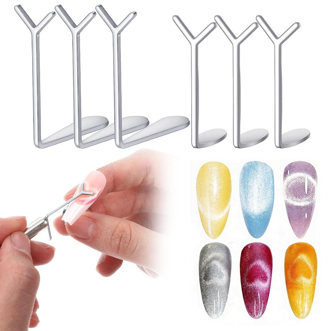 6 Pcs Cat Eye Magnet Tool Set, Y-Shaped Nail Magnets for Nail Art Professional Nails Magnets Heart Magnet for Cat Eye Gel Polish, Nail-Magnet for Salon & Home Manicure