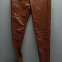 CHICME Womens Stretch Faux Leather Pants High Waist Curved Fleece Lined Tights Pants PU Leather Leggings (US, Alpha, Medium, Regular, Regular, Coffee), M