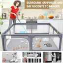 Large Baby Playpen for Babies and Toddlers 75x51 Play Pen for Babies 6-12 Months Play Yard for Toddlers 1-3 for Baby Pack and Play Fence Gate Portable Playpen with Colorful Balls Pull Up Ringss Grey