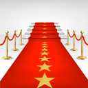 Timgle Disposable Red Plastic Carpet Runner for Party Movie Night Carpet with Golden Star Runner Rug for Floor Stage Stairs Birthday Wedding Theme Decoration Prom Decor(3.28 x 16.4 ft,Star,Red)