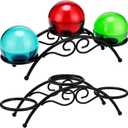 Frienda 1 Pcs Sphere Holder Crystal Stands for Display Black Eggs Display Stand Ball Holders 7 Inch Metal Sturdy Iron Multi-sphere Crystal Ball Sphere Globe Office Home Decor Ornament