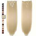S-noilite [PROMO 26" Long Straight Bleach Blonde Full Head Clip in Hair Extension 8 Pcs 18 Clips Real Thick Heat Resistance Synthetic Hairpiece for Women Girls (Bleach Blonde)