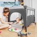 5-in-1 Pack and Play, Baby Bassinet Bedside Sleeper with U-Shaped Diaper Changer, Portable Toddler Playard for Newborn Toddlers, Baby Crib with 4 Adjustable Height, Carry Bag,Easy to Install (Grey)