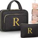 Personalized Gifts for Women, Initial Toiletry Bag Hanging Travel Organizer & Makeup Cosmetic Bag with Embroidery Letter Teacher Appreciation Gift Birthday Valentines Gifts for Mom Wife Friend Sister