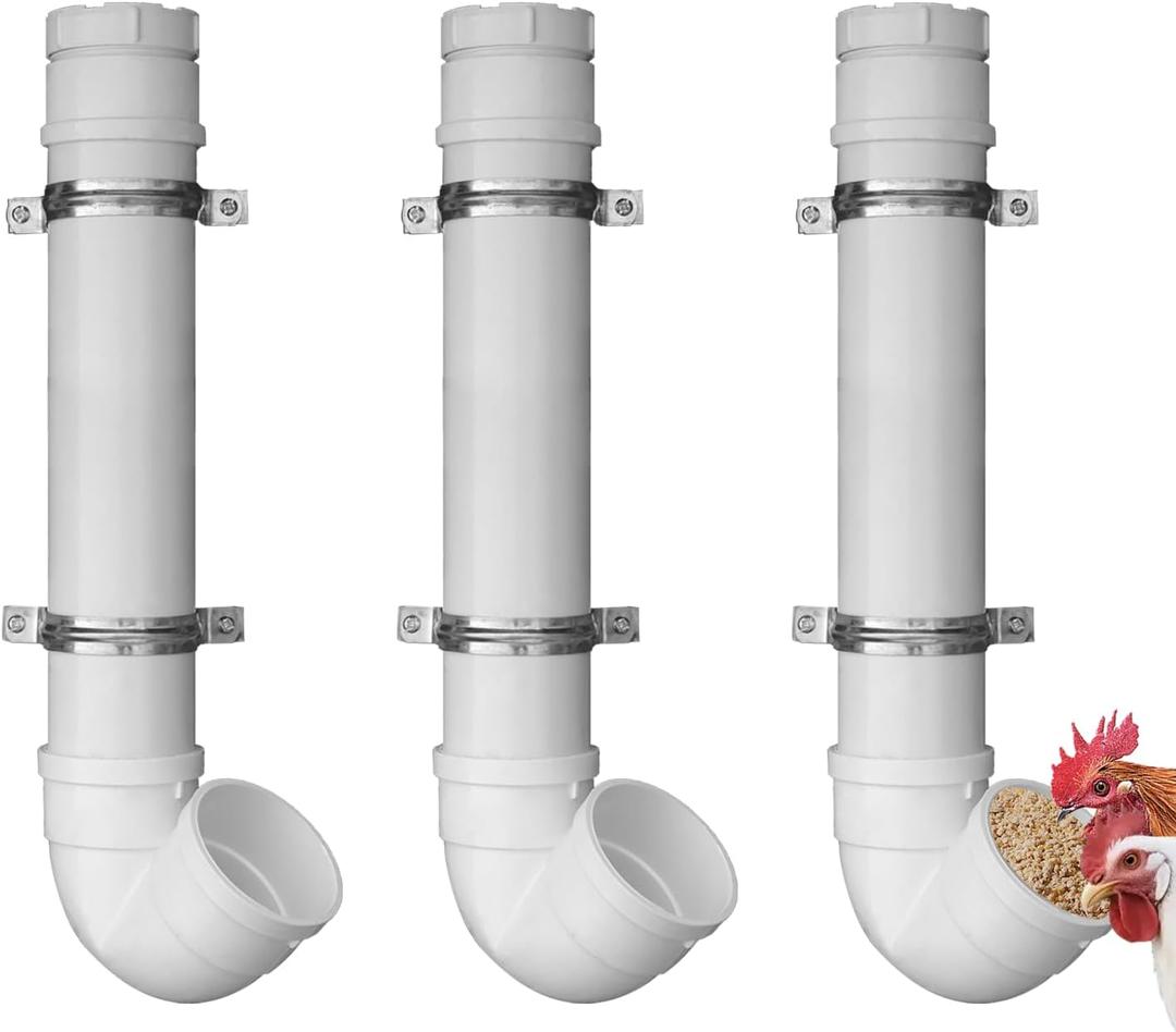 3 Pack PVC Chicken Feeder, 6 lb Capacity Automatic Chicken Feeder No Waste,Easy to Install and Clean for Chicken Poultry Feeder