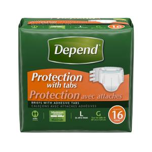 Depend Incontinence Protection with Tabs, Maximum Absorbency, L, 16 ct