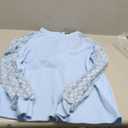 NWT Miholl Womens Blue Waffle Knit Lace Long Sleeves Pullover, Size M