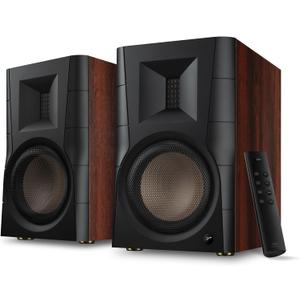 HiVi-Swans D300 Bluetooth Powered Bookshelf Speakers - Studio Monitor Speakers - Bluetooth Desk Speakers for TV/Turntable/PC - 6.5 Inch Near Field HiFi 300w RMS - Wood Grain