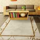 Antep Rugs Babil Gold 5x7 Marble Bordered Modern Geometric Indoor Area Rug (Beige, 5'3" x 7') (5845-beige)