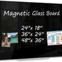 Black Dry Erase Board, 24" x 18" Magnetic Large Black Glass Board Frameless Wall Mounted Glass Whiteboard for Office, School & Home with 1 Acrylic Marker Tray & 3 Strong Magnet