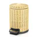 Handwoven Round Small Trash Can (Lvory, 2gallon/8L) | with Soft Close Lid, Stainless Steel Pedal, Removable Inner Bucket for Bathroom, Bedroom, Kitchen, Office