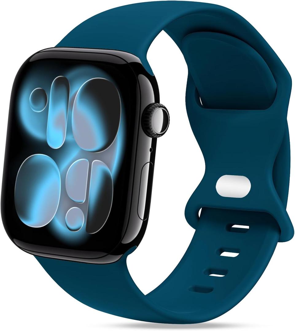 3 x STG Sport Silicone Bands Compatible with Apple Watch Band Ultra 3/2/1 49mm, Series 11/10 46/42mm, 9/8/7 45/41mm, SE 6/5/4 44/40mm, 3/2/1 42/38mm S/M M/L for Women Men (Pacific Green)