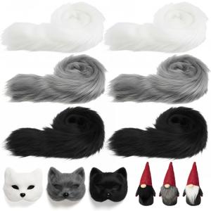 2 x Youyole 6 Pcs 480 Inch Faux Fur Trim Christmas Faux Fur Fabric Ribbon Green White Black Grey Fabric for Christmas Tree Decor Gnome Doll DIY Craft Cosplay Costume, 2 x 60 Inch Each (Multicolor)