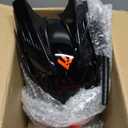 KYEDAY Punk Mask Cosplay for Men, Round Light with Braids Mask Cosplay Halloween Fit Party Music Festival Accessories (Red) Large