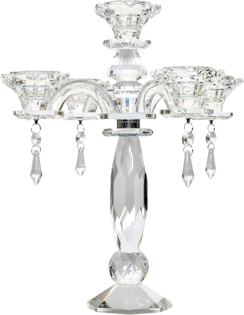 Amlong Crystal 5-Arm Crystal Candelabra 11"L x 10"W x 12"H
