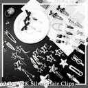60 Pcs Silver Star Hair Clips for Women Y2k Metal Hair Barrette Styling Cool Bangs Cute Duck Bill Clips Accessories Set for 2000s, Goth, Punk, Emo and Kawaii Style