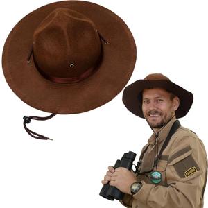 Mepase 5 Pcs Halloween Park Forest Costume Accessories Adult Forest Hat Cap and Army Iron Patches Explore Outdoors Save the Nature Embroidery Patches for Jackets Backpacks Jeans