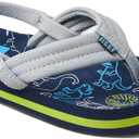 REEF Kids' Ahi Beach Flip Flops (6 Little Kid, Navy/Grey Dino)