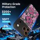 for iPhone 17 Pro Case, Black Floral Flower Pattern Case [Compatible with MagSafe] [Translucent Matte] Cute Slim Shockproof Protective Women Girls iPhone Case, Pink Hibiscus Flower
