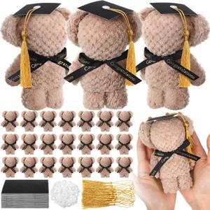 SmoothNovelty 24 Pcs Graduation Bears Class of 2026 Mini Towel Bears Plush with Cap Stuffed Animal Graduation Gift for Her Present College High School Congratulatory Party