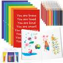 Spakon 24 Set Inspirational Mini Sketchbooks with Coloring Pencils for Prizes End of Years Christmas