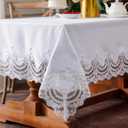 SUTAVIA White Tablecloth Exquisite Embroidery Lace Tablecloths Elegant Rectangular Table Cloth Reusable Washable Table Cover for Home Holiday Wedding Party Everyday Use (White, Rectangle, 60"x84")