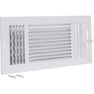 EZ-FLO 14 x 6 Inch (Duct Opening) Air Vent Cover for Wall or Ceiling, Three-Way Ventilation Register, Solid Steel HVAC Register Cover, White, 61616